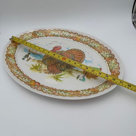 Vintage Turkey Platter Thanksgiving Melamine 21"x15" - Picture 4 of 7